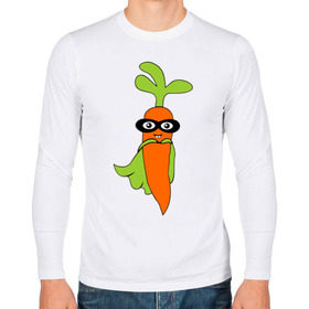 Мужской лонгслив хлопок с принтом Супер-морковь , 100% хлопок |  | супергерой