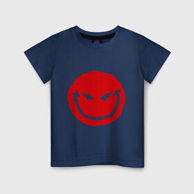 Детская футболка хлопок с принтом Коварный смайл , 100% хлопок | круглый вырез горловины, полуприлегающий силуэт, длина до линии бедер | зловещий | злой | коварный | недобрый | смайл | улыбка | усмешка | ухмылка | хищный
