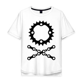 Мужская футболка хлопок Oversize с принтом Велосипедная цепь и звездочка , 100% хлопок | свободный крой, круглый ворот, “спинка” длиннее передней части | пират