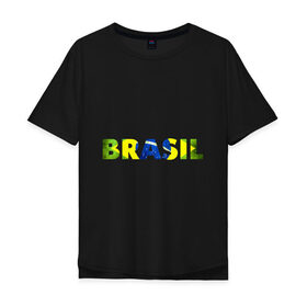 Мужская футболка хлопок Oversize с принтом BRASIL 2014 , 100% хлопок | свободный крой, круглый ворот, “спинка” длиннее передней части | бразилия