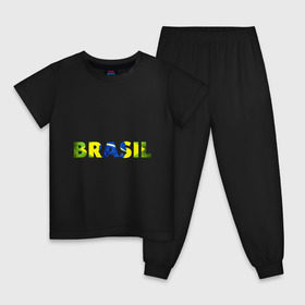 Детская пижама хлопок с принтом BRASIL 2014 , 100% хлопок |  брюки и футболка прямого кроя, без карманов, на брюках мягкая резинка на поясе и по низу штанин
 | бразилия