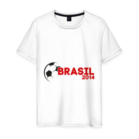 Мужская футболка хлопок с принтом BRASIL 2014 , 100% хлопок | прямой крой, круглый вырез горловины, длина до линии бедер, слегка спущенное плечо. | бразилия