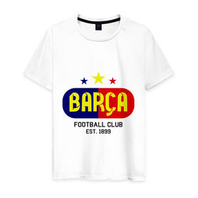 Мужская футболка хлопок с принтом Barcelona Football club , 100% хлопок | прямой крой, круглый вырез горловины, длина до линии бедер, слегка спущенное плечо. | barca | barcelona | club | football | барселона | клуб | футбол