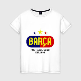 Женская футболка хлопок с принтом Barcelona Football club , 100% хлопок | прямой крой, круглый вырез горловины, длина до линии бедер, слегка спущенное плечо | barca | barcelona | club | football | барселона | клуб | футбол