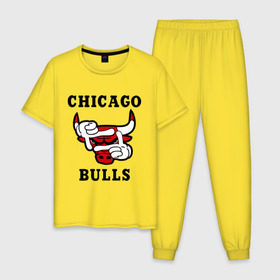 Мужская пижама хлопок с принтом Chicago Bulls Swag , 100% хлопок | брюки и футболка прямого кроя, без карманов, на брюках мягкая резинка на поясе и по низу штанин
 | bulls | chicago | new | swag | буллс | чикаго