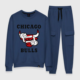 Женский костюм хлопок с принтом Chicago Bulls Swag , 100% хлопок | на свитшоте круглая горловина, мягкая резинка по низу. Брюки заужены к низу, на них два вида карманов: два 