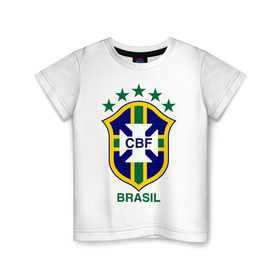 Детская футболка хлопок с принтом Сборная Бразилии по футболу , 100% хлопок | круглый вырез горловины, полуприлегающий силуэт, длина до линии бедер | бразилия