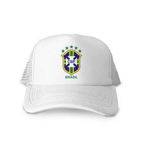 Кепка тракер с сеткой с принтом Сборная Бразилии по футболу , трикотажное полотно; задняя часть — сетка | длинный козырек, универсальный размер, пластиковая застежка | Тематика изображения на принте: бразилия