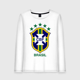 Женский лонгслив хлопок с принтом Сборная Бразилии по футболу , 100% хлопок |  | бразилия