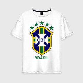 Женская футболка хлопок Oversize с принтом Сборная Бразилии по футболу , 100% хлопок | свободный крой, круглый ворот, спущенный рукав, длина до линии бедер
 | бразилия