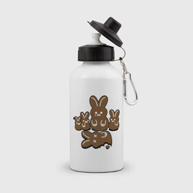 Бутылка спортивная с принтом Шоколадные кролики , металл | емкость — 500 мл, в комплекте две пластиковые крышки и карабин для крепления | chocolate | death | rabbit | еда | зайцы | заяц | зверь | кролик | шоколад