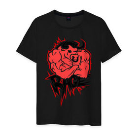 Мужская футболка хлопок с принтом Rage (Ярость) , 100% хлопок | прямой крой, круглый вырез горловины, длина до линии бедер, слегка спущенное плечо. | bull | rage | бык | качок | силовой | спорт | ярость
