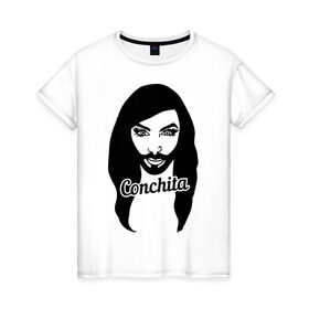 Женская футболка хлопок с принтом Conchita , 100% хлопок | прямой крой, круглый вырез горловины, длина до линии бедер, слегка спущенное плечо | conchita | conchita wurst | eurovision | евровидение | кончита | кончита вурст