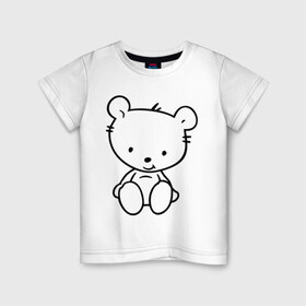 Детская футболка хлопок с принтом Белый мишка , 100% хлопок | круглый вырез горловины, полуприлегающий силуэт, длина до линии бедер | Тематика изображения на принте: белый | маленький | медведь | медвежонок | милый | мишка | мишутка