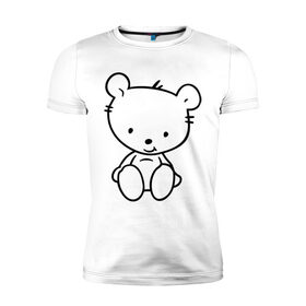 Мужская футболка премиум с принтом Белый мишка , 92% хлопок, 8% лайкра | приталенный силуэт, круглый вырез ворота, длина до линии бедра, короткий рукав | белый | маленький | медведь | медвежонок | милый | мишка | мишутка