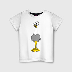 Детская футболка хлопок с принтом Страус , 100% хлопок | круглый вырез горловины, полуприлегающий силуэт, длина до линии бедер | бешеный | веселый | длинный | птица | смешной | странный | страус | сумасшедший | упоротый | чокнутый | эму