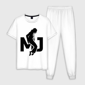 Мужская пижама хлопок с принтом Майкл Джексон , 100% хлопок | брюки и футболка прямого кроя, без карманов, на брюках мягкая резинка на поясе и по низу штанин
 | jackson | king | michael | music | pop | джексон | джэксон | король | майкл | музыка | поп | попса