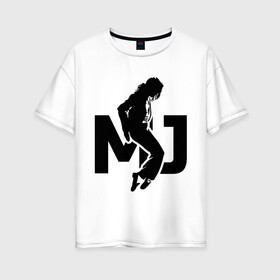 Женская футболка хлопок Oversize с принтом Майкл Джексон , 100% хлопок | свободный крой, круглый ворот, спущенный рукав, длина до линии бедер
 | jackson | king | michael | music | pop | джексон | джэксон | король | майкл | музыка | поп | попса
