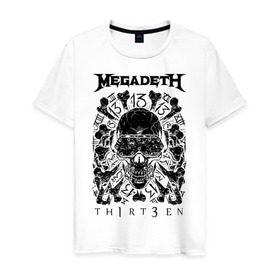 Мужская футболка хлопок с принтом Megadeth thirteen , 100% хлопок | прямой крой, круглый вырез горловины, длина до линии бедер, слегка спущенное плечо. | megadeth