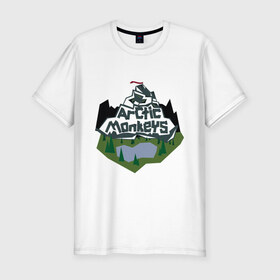 Мужская футболка премиум с принтом Arctic monkeys mountain , 92% хлопок, 8% лайкра | приталенный силуэт, круглый вырез ворота, длина до линии бедра, короткий рукав | arctic monkeys