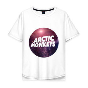 Мужская футболка хлопок Oversize с принтом Arctic monkeys space logo , 100% хлопок | свободный крой, круглый ворот, “спинка” длиннее передней части | Тематика изображения на принте: arctic monkeys