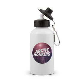 Бутылка спортивная с принтом Arctic monkeys space logo , металл | емкость — 500 мл, в комплекте две пластиковые крышки и карабин для крепления | Тематика изображения на принте: arctic monkeys