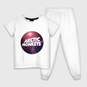 Детская пижама хлопок с принтом Arctic monkeys space logo , 100% хлопок |  брюки и футболка прямого кроя, без карманов, на брюках мягкая резинка на поясе и по низу штанин
 | arctic monkeys