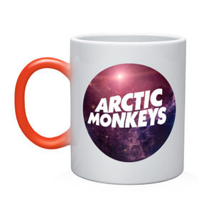 Кружка хамелеон с принтом Arctic monkeys space logo , керамика | меняет цвет при нагревании, емкость 330 мл | arctic monkeys