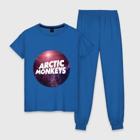 Женская пижама хлопок с принтом Arctic monkeys space logo , 100% хлопок | брюки и футболка прямого кроя, без карманов, на брюках мягкая резинка на поясе и по низу штанин | arctic monkeys
