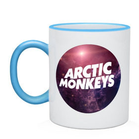 Кружка двухцветная с принтом Arctic monkeys space logo , керамика | объем — 330 мл, диаметр — 80 мм. Цветная ручка и кайма сверху, в некоторых цветах — вся внутренняя часть | arctic monkeys