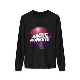 Женский свитшот хлопок с принтом Arctic monkeys space logo , 100% хлопок | прямой крой, круглый вырез, на манжетах и по низу широкая трикотажная резинка  | arctic monkeys