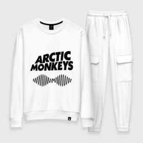 Женский костюм хлопок с принтом Arctic monkeys wave , 100% хлопок | на свитшоте круглая горловина, мягкая резинка по низу. Брюки заужены к низу, на них два вида карманов: два 