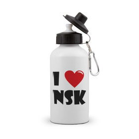 Бутылка спортивная с принтом I LOVE NSK , металл | емкость — 500 мл, в комплекте две пластиковые крышки и карабин для крепления | Тематика изображения на принте: новосибирск | нск | россия | сибирь | я люблю.