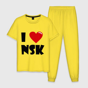 Мужская пижама хлопок с принтом I LOVE NSK , 100% хлопок | брюки и футболка прямого кроя, без карманов, на брюках мягкая резинка на поясе и по низу штанин
 | новосибирск | нск | россия | сибирь | я люблю.