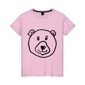 Женская футболка хлопок с принтом Медведь , 100% хлопок | прямой крой, круглый вырез горловины, длина до линии бедер, слегка спущенное плечо | русь