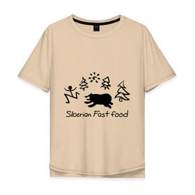 Мужская футболка хлопок Oversize с принтом Siberian Fast food , 100% хлопок | свободный крой, круглый ворот, “спинка” длиннее передней части | siberia fastfood | елки | фастфуд