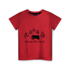 Детская футболка хлопок с принтом Siberian Fast food , 100% хлопок | круглый вырез горловины, полуприлегающий силуэт, длина до линии бедер | siberia fastfood | елки | фастфуд