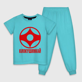 Детская пижама хлопок с принтом Киокушинкай , 100% хлопок |  брюки и футболка прямого кроя, без карманов, на брюках мягкая резинка на поясе и по низу штанин
 | каратэ