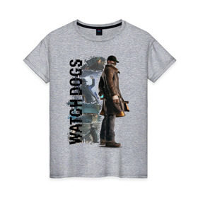 Женская футболка хлопок с принтом Watch Dogs (Aiden Pierce) , 100% хлопок | прямой крой, круглый вырез горловины, длина до линии бедер, слегка спущенное плечо | aiden | dog | pierce | watch | пирс | эйден
