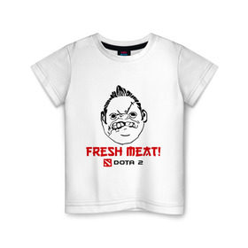 Детская футболка хлопок с принтом Пудж Свежее мясо , 100% хлопок | круглый вырез горловины, полуприлегающий силуэт, длина до линии бедер | dota | fresh | meat | pudge | дота | мясо | пудж | свежее