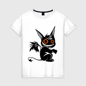 Женская футболка хлопок с принтом Маленький демон , 100% хлопок | прямой крой, круглый вырез горловины, длина до линии бедер, слегка спущенное плечо | крылья