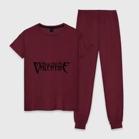 Женская пижама хлопок с принтом Bullet for my Valentine , 100% хлопок | брюки и футболка прямого кроя, без карманов, на брюках мягкая резинка на поясе и по низу штанин | band | bullet | logo | music | rock | valentine