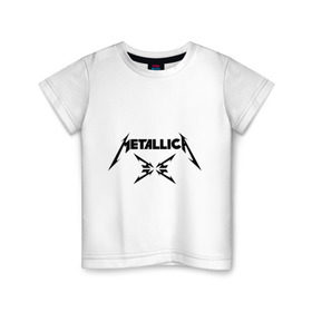 Детская футболка хлопок с принтом Metallica , 100% хлопок | круглый вырез горловины, полуприлегающий силуэт, длина до линии бедер | Тематика изображения на принте: металлика