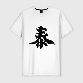 Мужская футболка премиум с принтом Японский иероглиф - Богатство , 92% хлопок, 8% лайкра | приталенный силуэт, круглый вырез ворота, длина до линии бедра, короткий рукав | богатство | иероглиф | калллиграфия | китай | япония