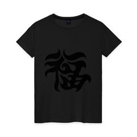Женская футболка хлопок с принтом Японский иероглиф - Удача , 100% хлопок | прямой крой, круглый вырез горловины, длина до линии бедер, слегка спущенное плечо | иероглиф | каллиграфия | китай | удача | япония