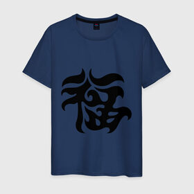 Мужская футболка хлопок с принтом Японский иероглиф - Удача , 100% хлопок | прямой крой, круглый вырез горловины, длина до линии бедер, слегка спущенное плечо. | иероглиф | каллиграфия | китай | удача | япония