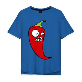 Мужская футболка хлопок Oversize с принтом Перец , 100% хлопок | свободный крой, круглый ворот, “спинка” длиннее передней части | красный | оскал | острый | перец | чили