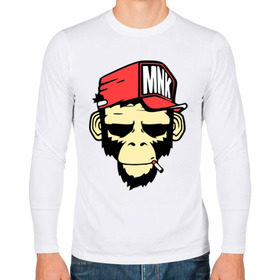 Мужской лонгслив хлопок с принтом Monkey Swag , 100% хлопок |  | cap | hat | head | mnk | monkey | swag | голова | кепка | мартышка | обезьяна | свэг