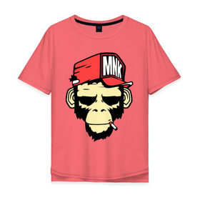 Мужская футболка хлопок Oversize с принтом Monkey Swag , 100% хлопок | свободный крой, круглый ворот, “спинка” длиннее передней части | Тематика изображения на принте: cap | hat | head | mnk | monkey | swag | голова | кепка | мартышка | обезьяна | свэг