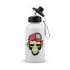 Бутылка спортивная с принтом Monkey Swag , металл | емкость — 500 мл, в комплекте две пластиковые крышки и карабин для крепления | cap | hat | head | mnk | monkey | swag | голова | кепка | мартышка | обезьяна | свэг